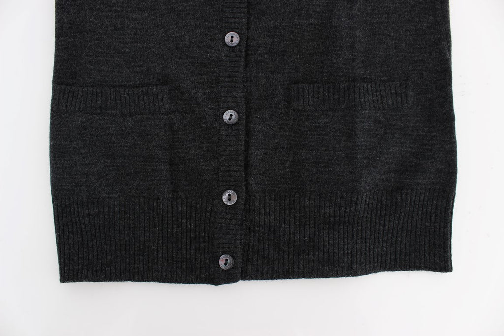 Dolce & Gabbana Grauer Wollpullover mit Knopfleiste