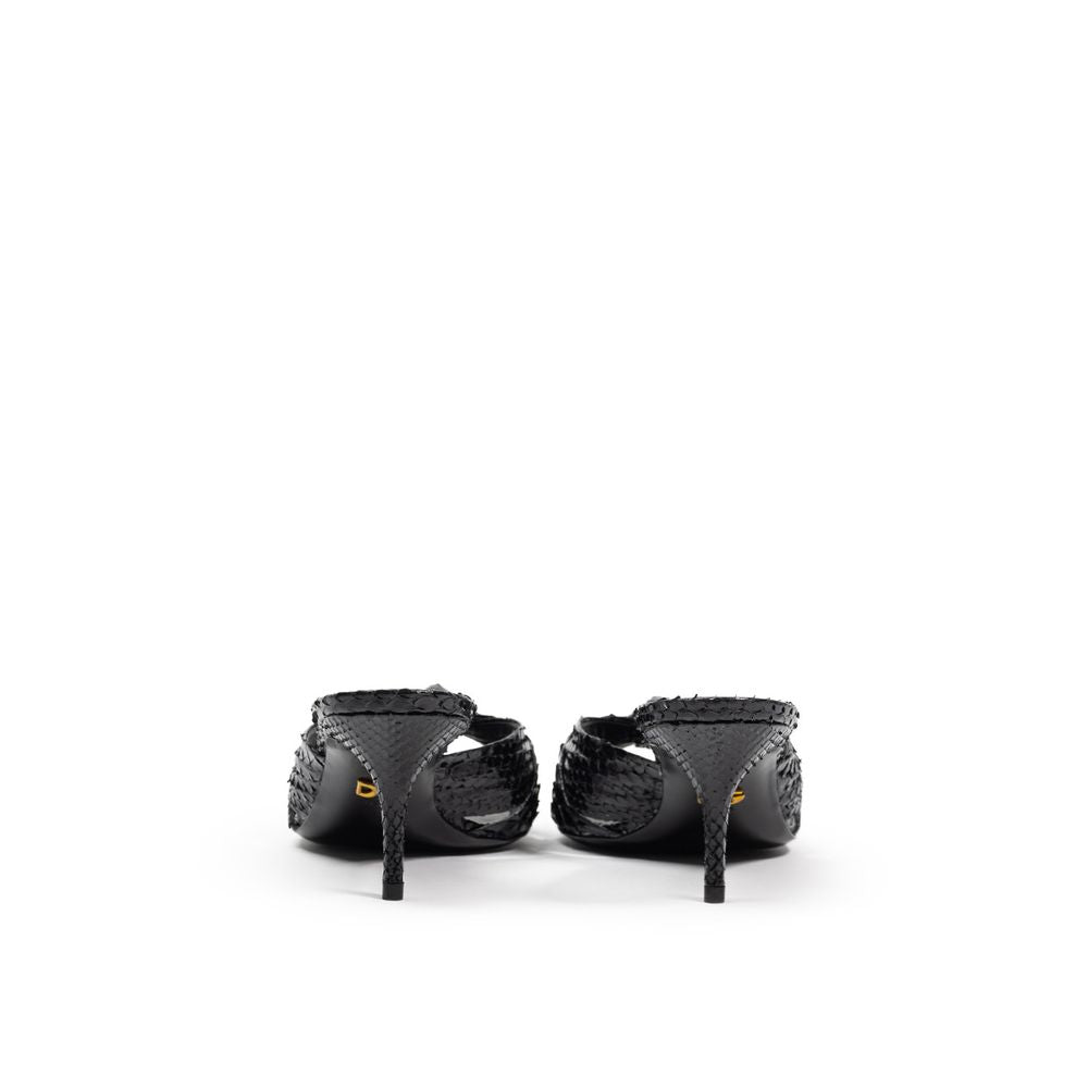 Dolce & Gabbana Sandalen mit Schlangenhaut-Print und Plateauabsatz in Schwarz