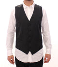 Dolce & Gabbana Grey Striped Single-Breasted Wool Waistcoat