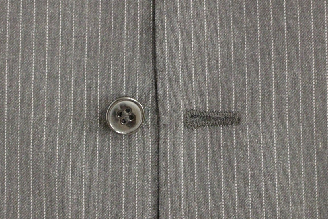 Dolce & Gabbana Grey Striped Single-Breasted Wool Waistcoat