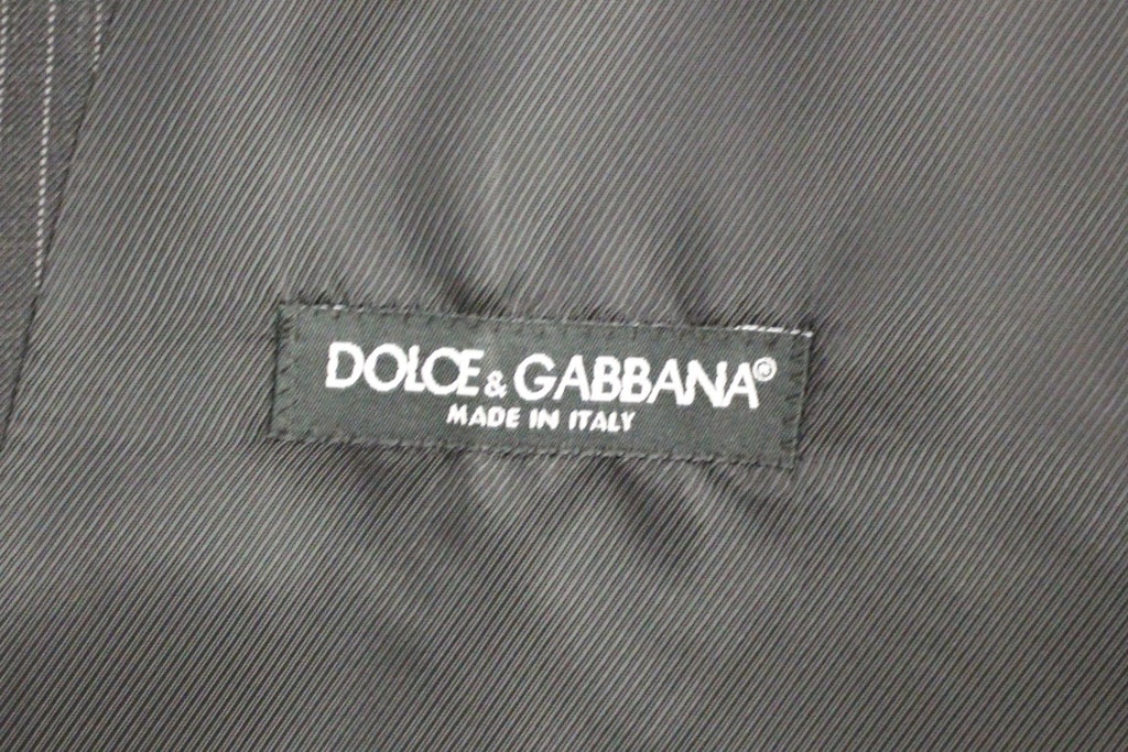 Dolce & Gabbana Grey Striped Single-Breasted Wool Waistcoat