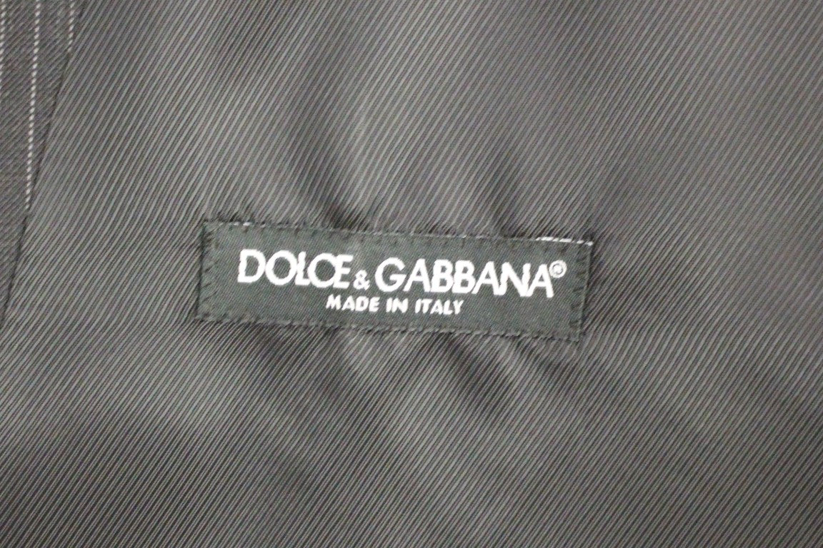 Dolce & Gabbana Grey Striped Single-Breasted Wool Waistcoat