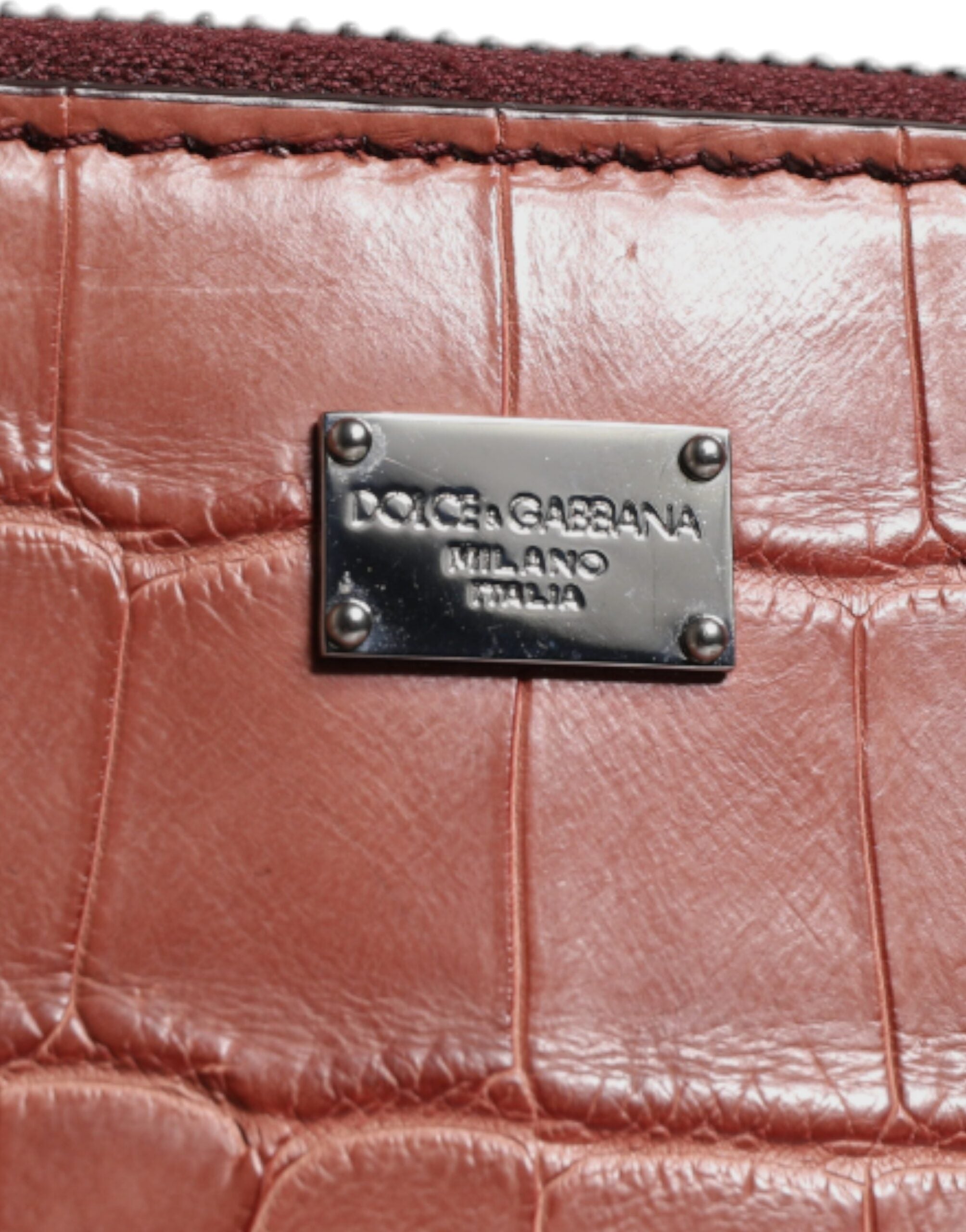 Dolce & Gabbana Bordeaux Krokoleder Logo-Plakette Herren Aktentasche Tasche