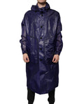 Dolce & Gabbana Dark Blue Cotton Hooded Men's Raincoat Jacket
