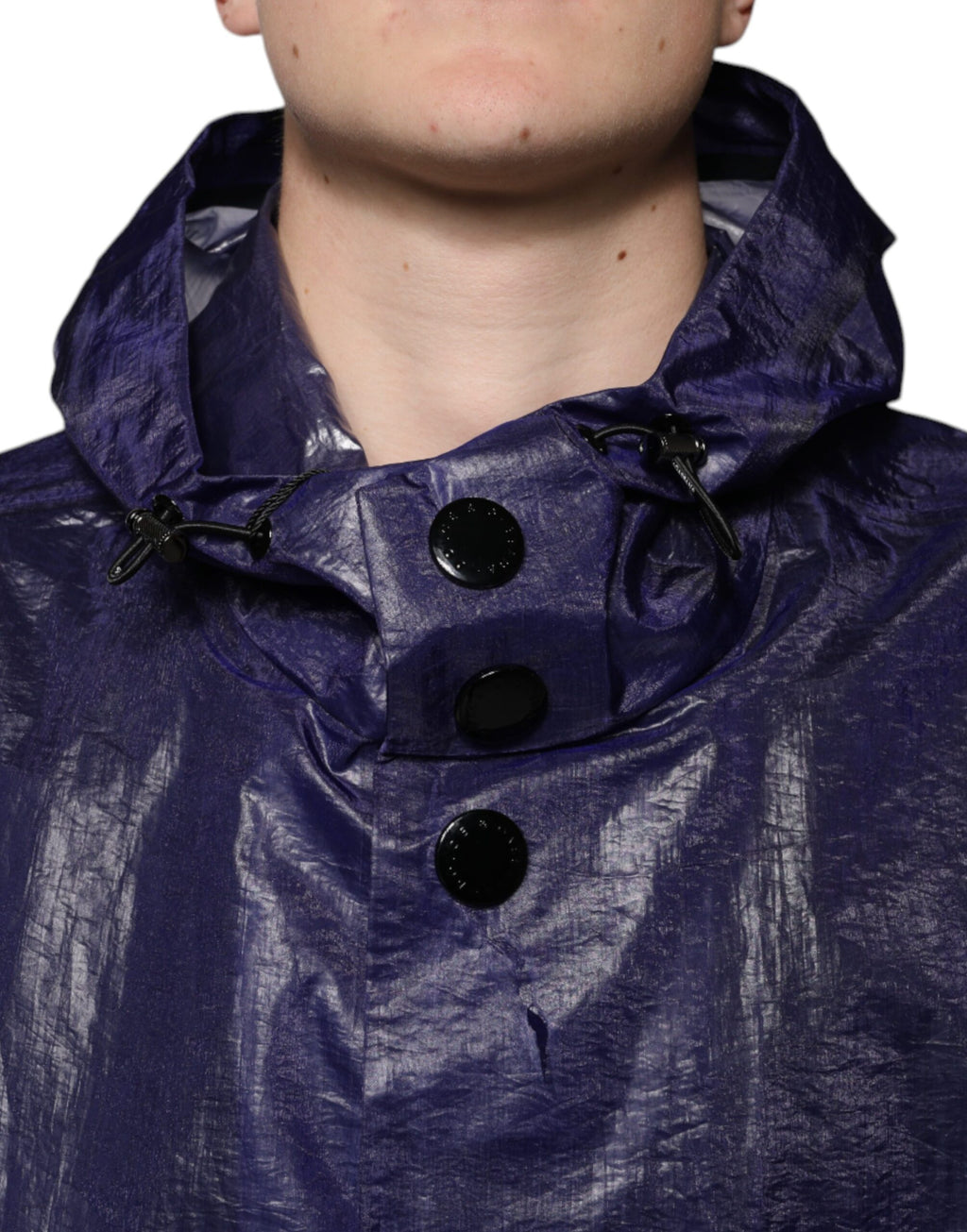 Dolce & Gabbana Dark Blue Cotton Hooded Men's Raincoat Jacket