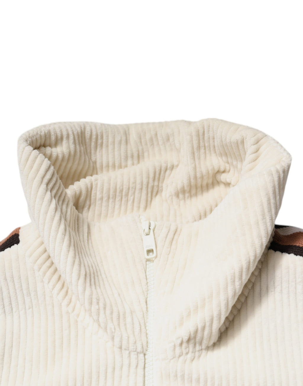 Dolce & Gabbana Beige Logo-Appliqué Cotton Corduroy Zip-Up Jacket