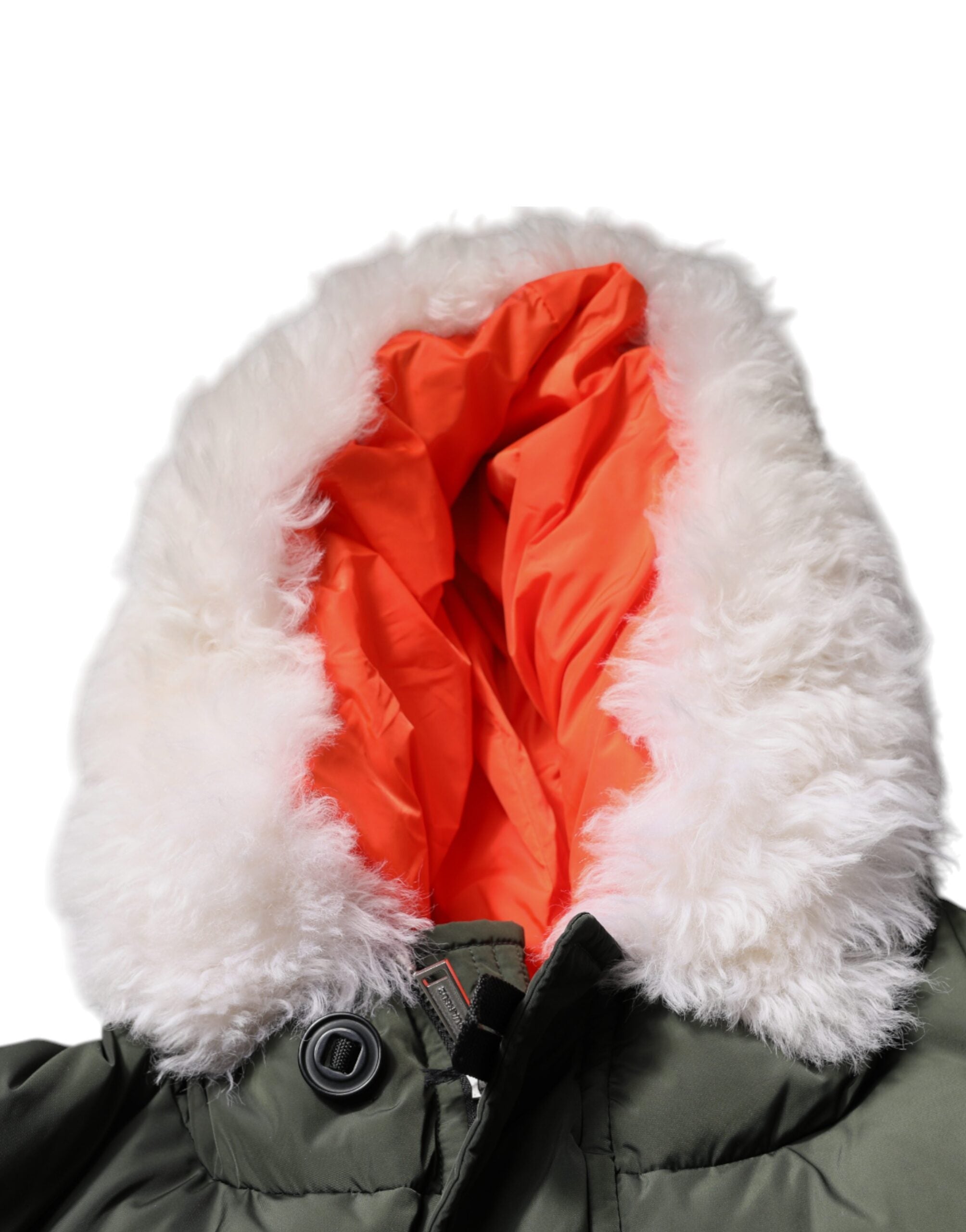 Dsquared² Green Hooded Long-Sleeve Jacket in Fur and Shearling