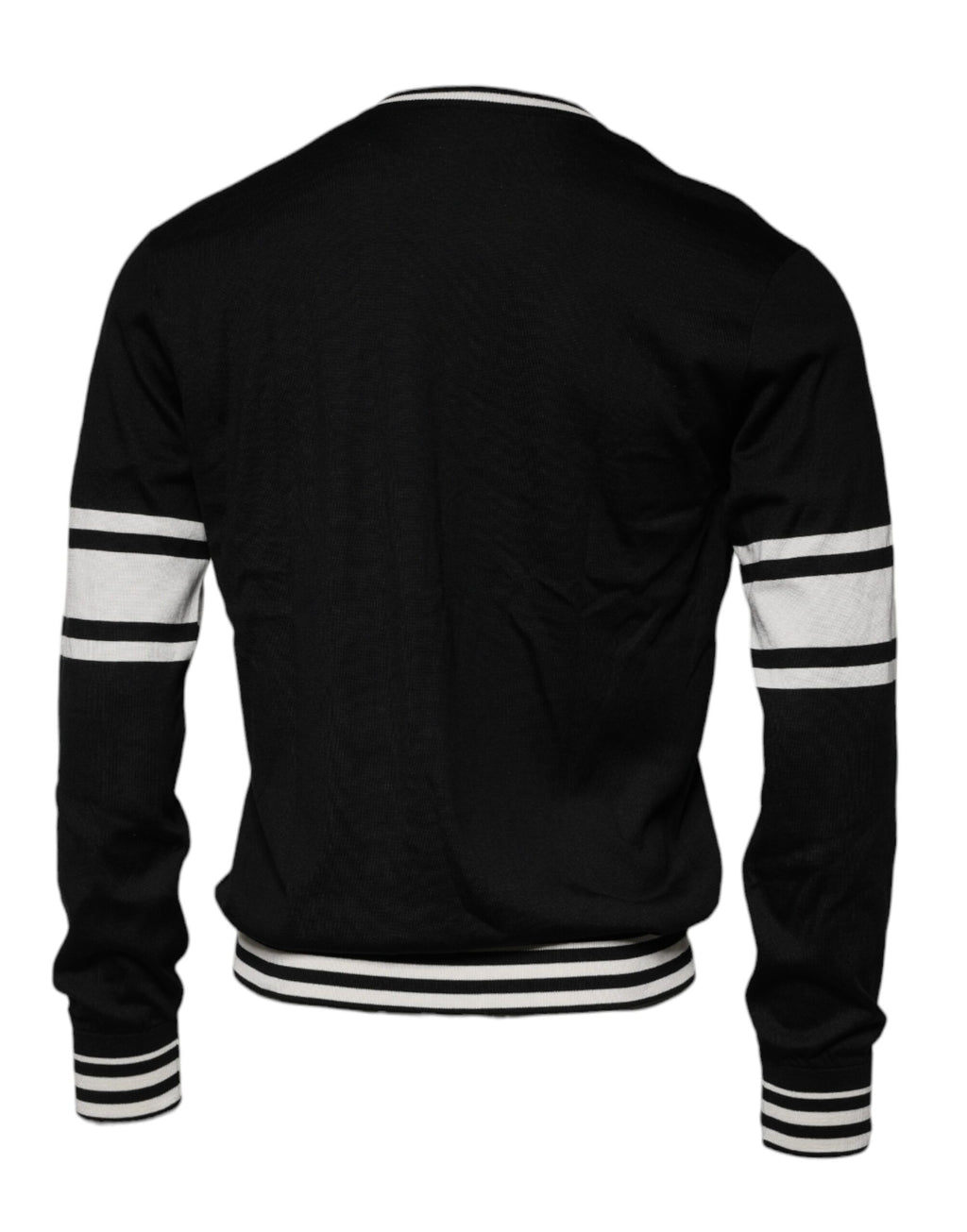 Dolce & Gabbana Black White Guitar Silk Crew-Neck Sweater