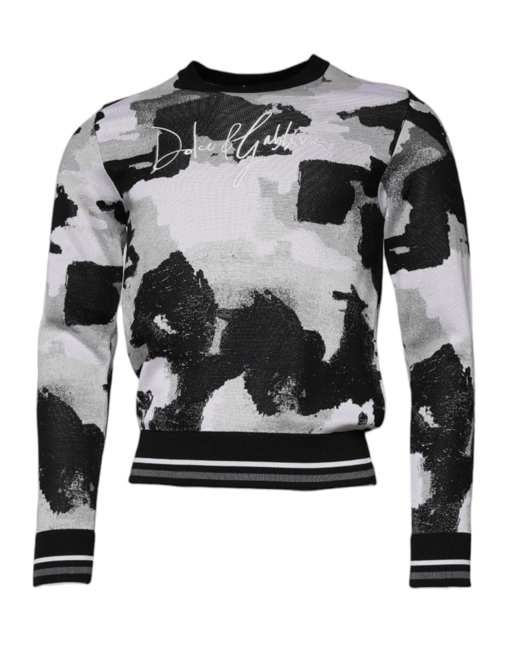 Dolce & Gabbana Multicolor Camouflage Crew Neck Men's Sweater Pullover