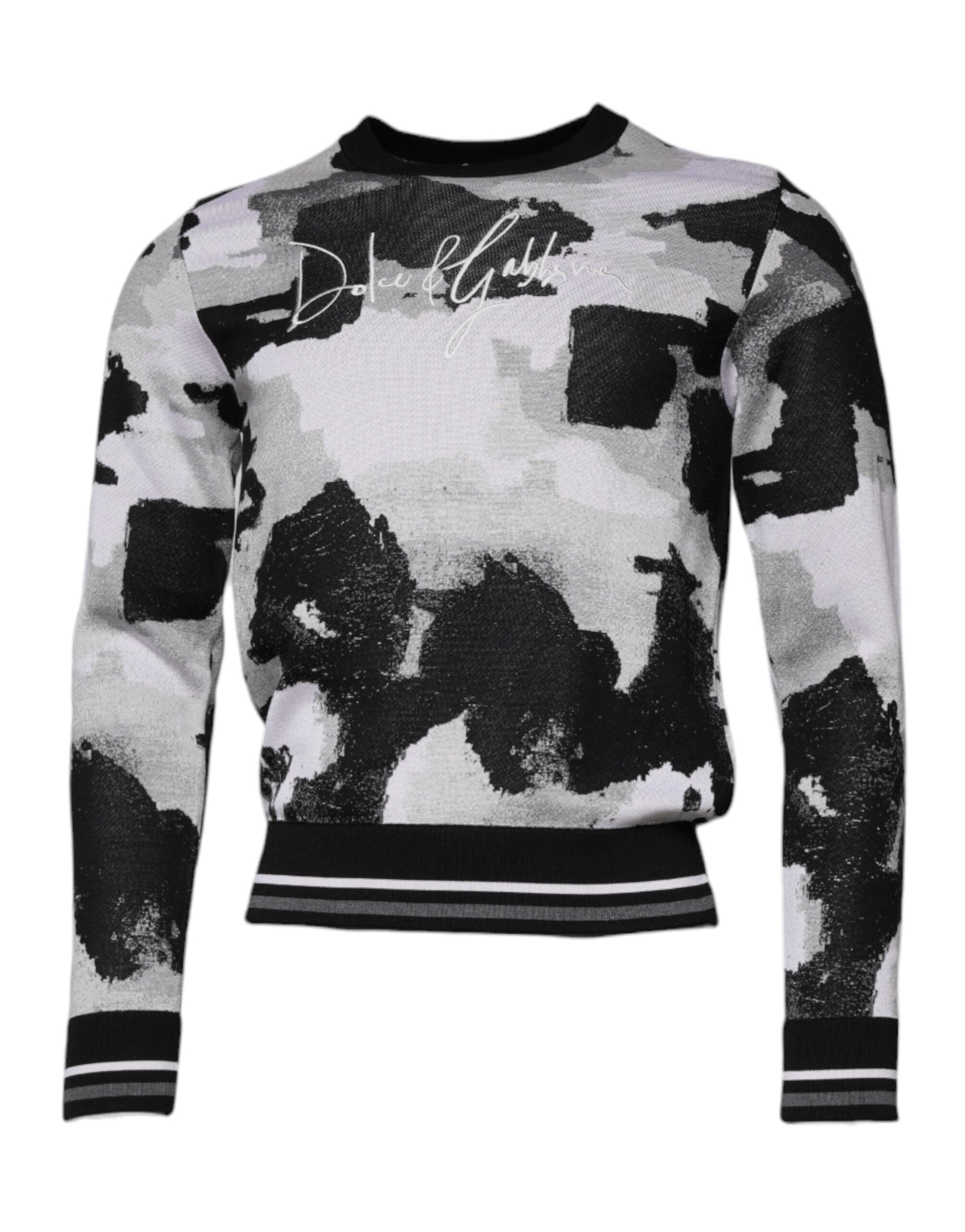 Dolce & Gabbana Multicolor Camouflage Crew Neck Men's Sweater Pullover