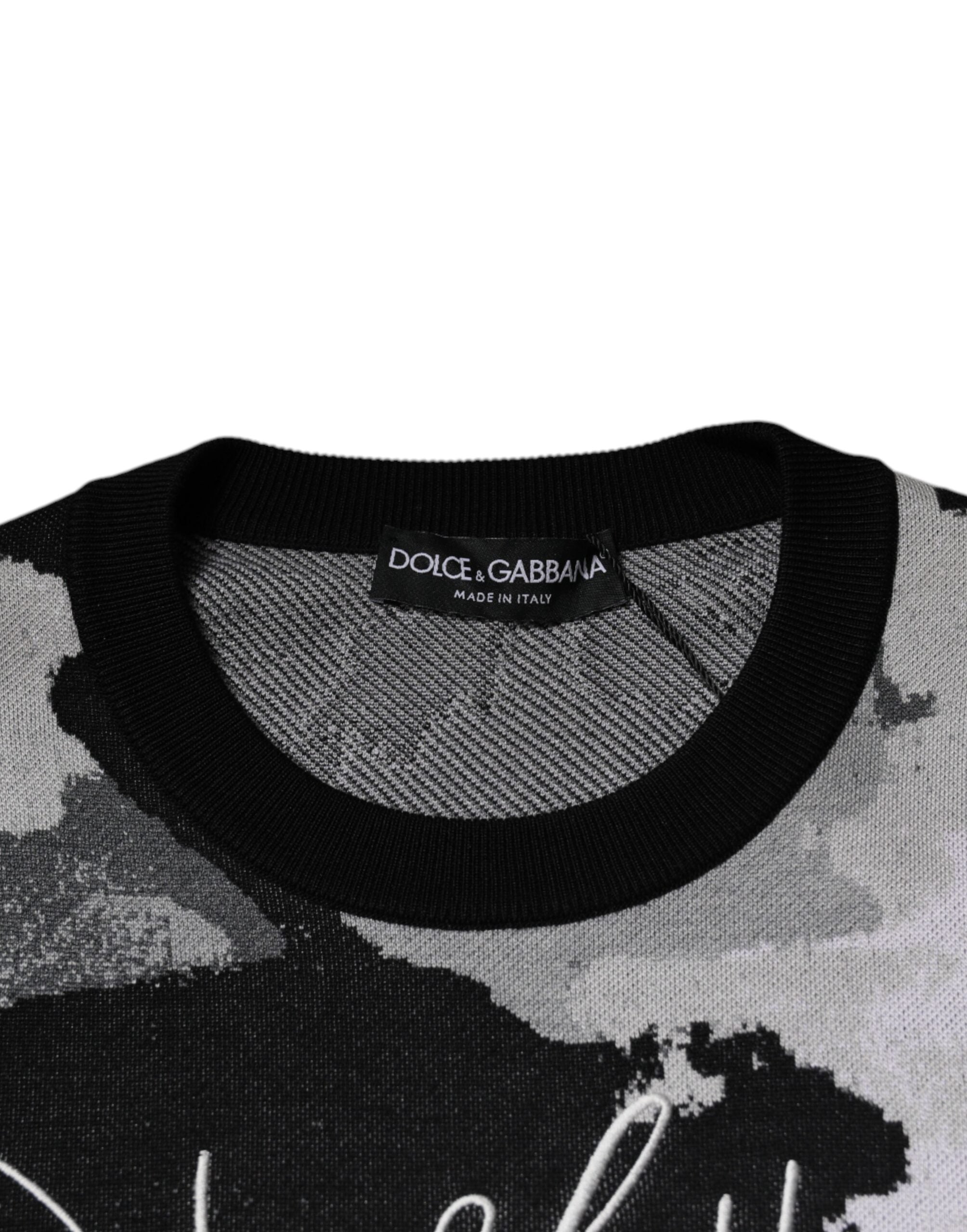 Dolce & Gabbana Multicolor Camouflage Crew Neck Men's Sweater Pullover