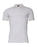 Dolce & Gabbana White Polka Dot Cotton Polo Shirt with Collar