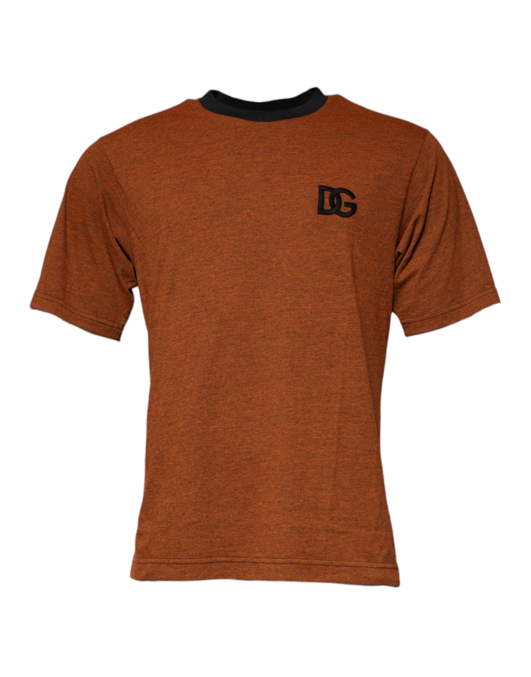 Dolce & Gabbana Brown DG Logo Crew Neck Polyester T-Shirt