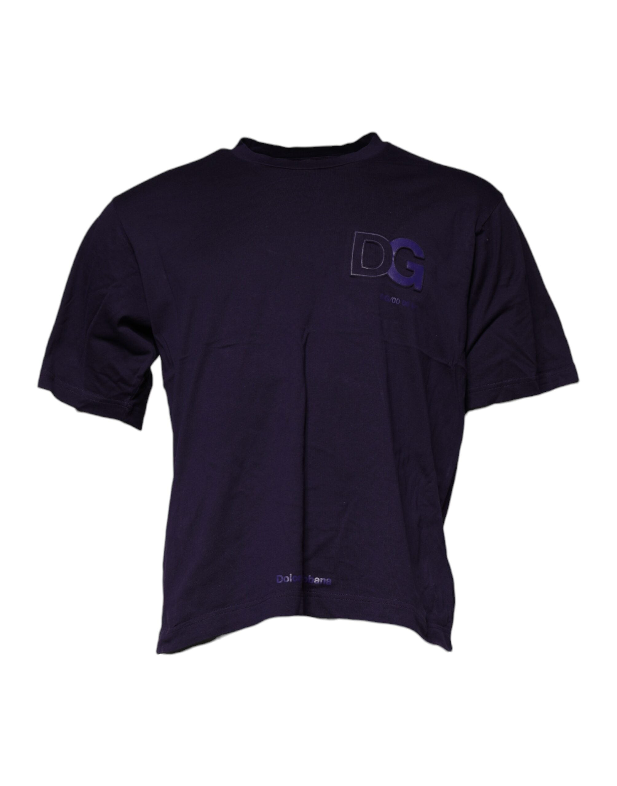 Dolce & Gabbana Lilac DG Logo Cotton Crew Neck T-Shirt