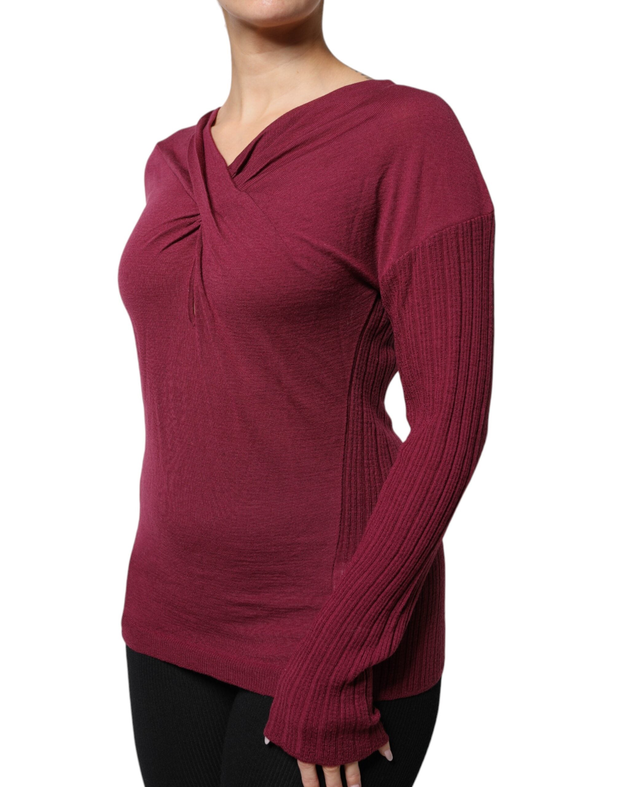Roberto Cavalli Maroon Keyhole Knit Pullover