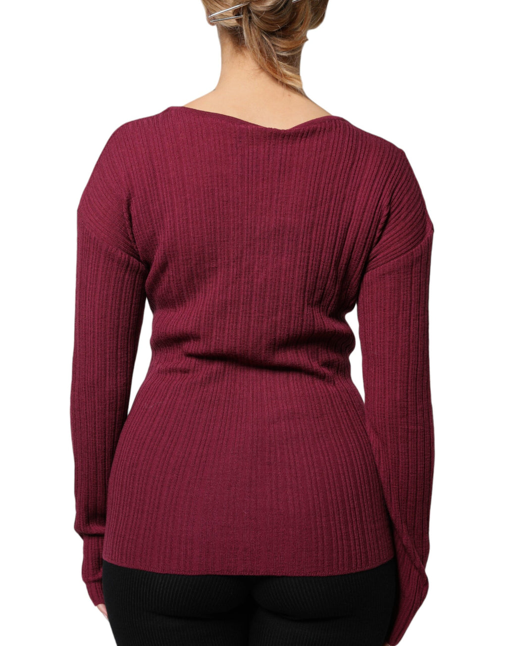 Roberto Cavalli Maroon Keyhole Knit Pullover