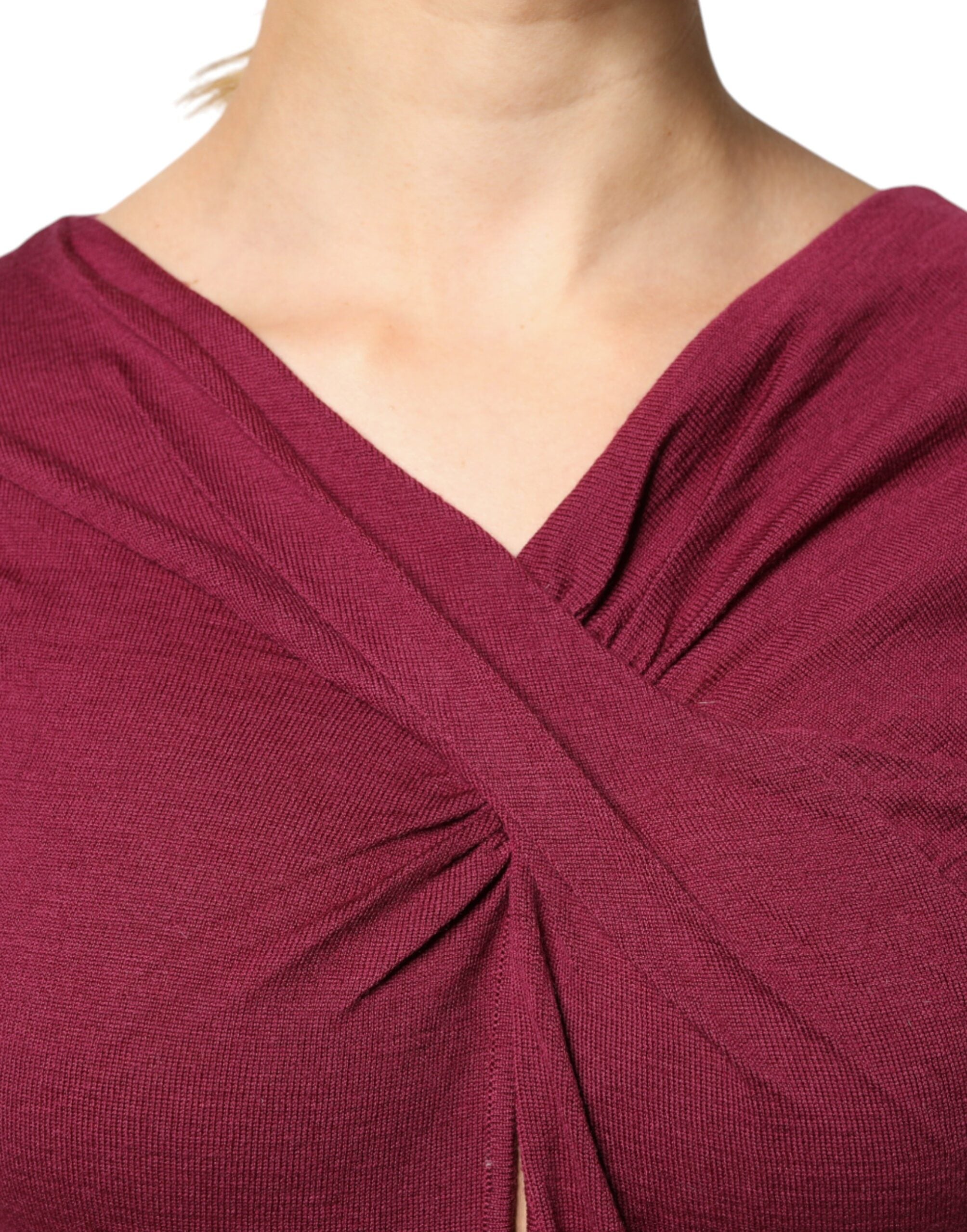 Roberto Cavalli Maroon Keyhole Knit Pullover
