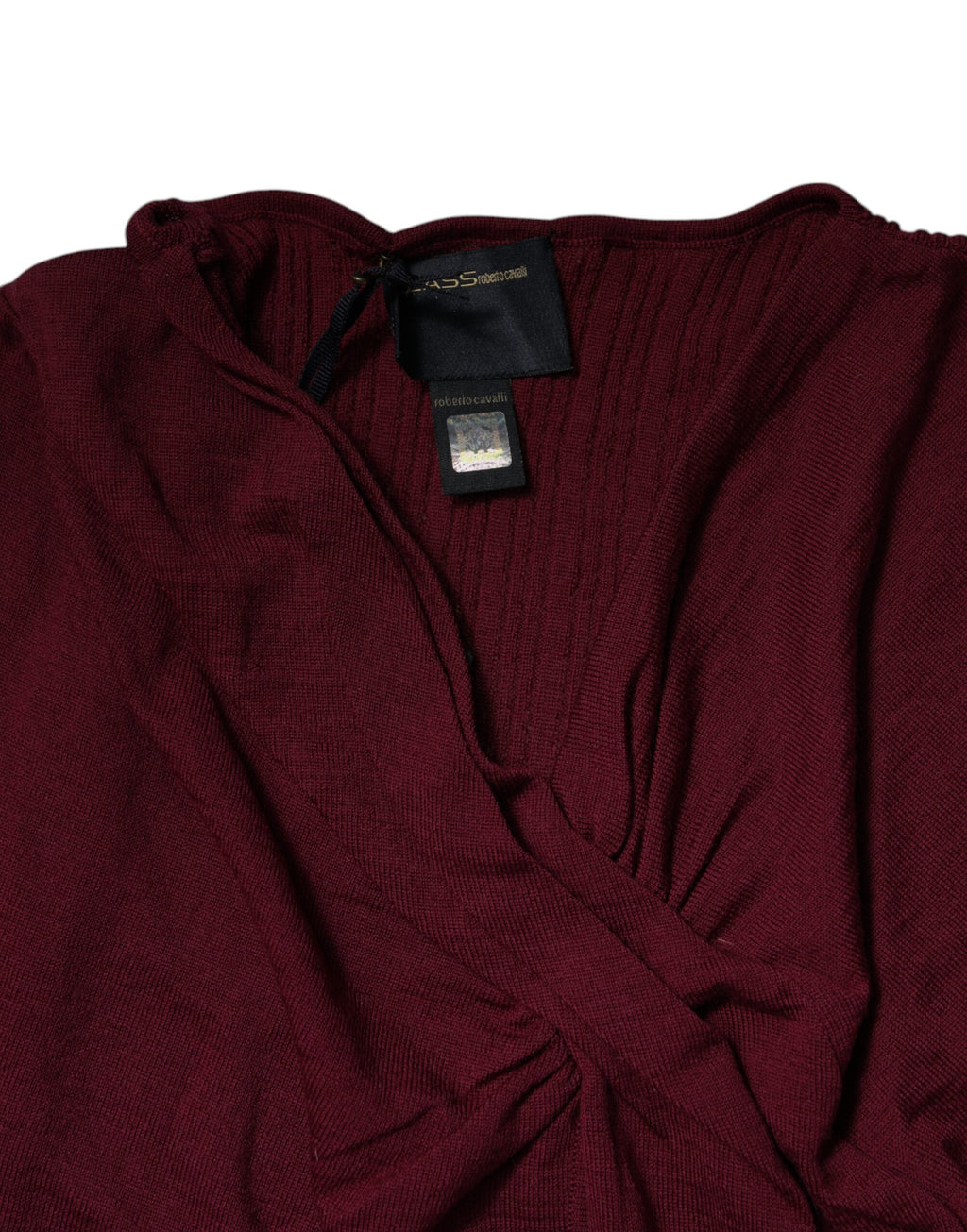 Roberto Cavalli Maroon Keyhole Knit Pullover