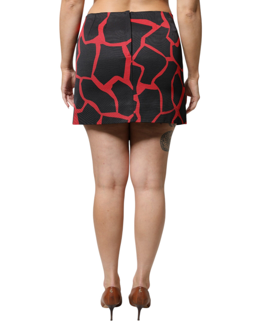 Dolce & Gabbana Schwarzer roter abstrakter A-Linien-Minirock mit mittlerer Taille