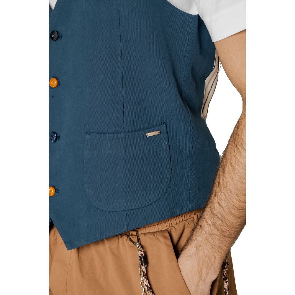 Gianni Lupo Blaue Baumwollweste