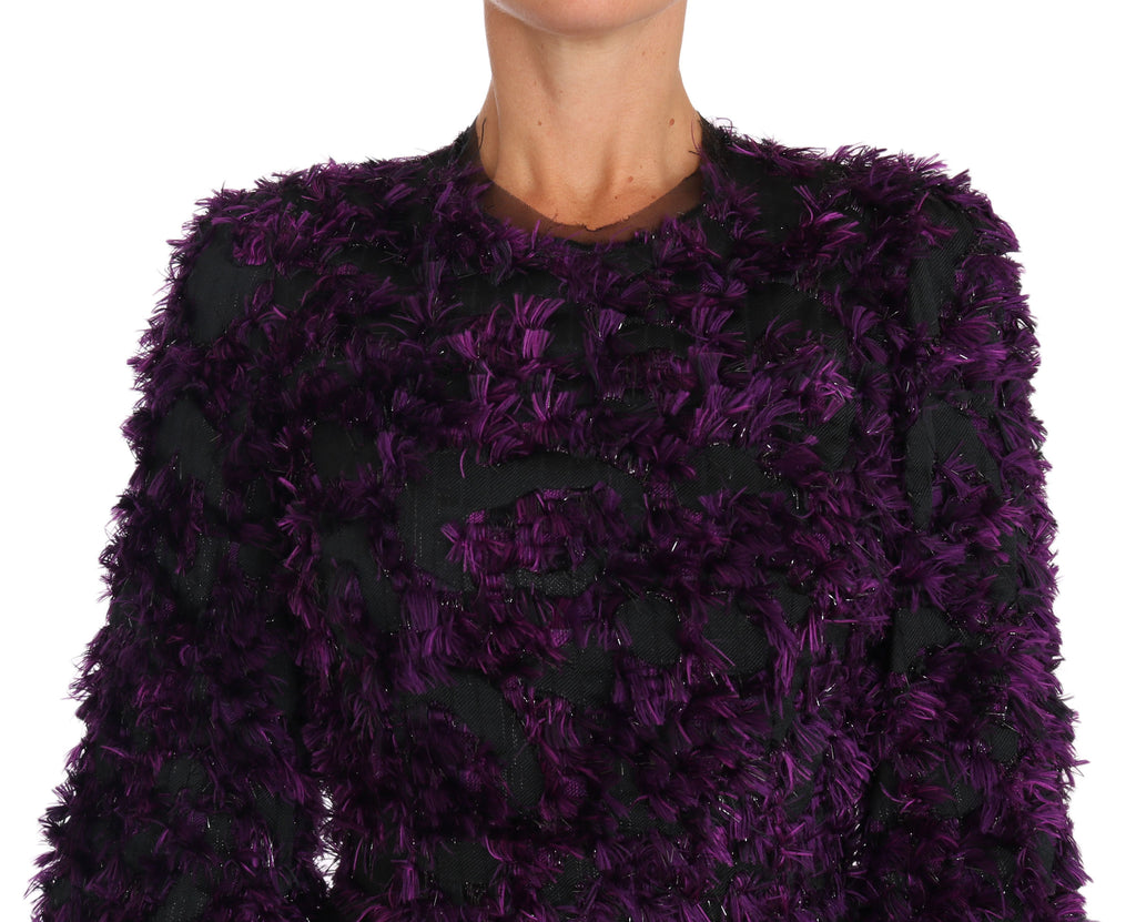 Dolce & Gabbana Lila Fransen Midi-Etuikleid