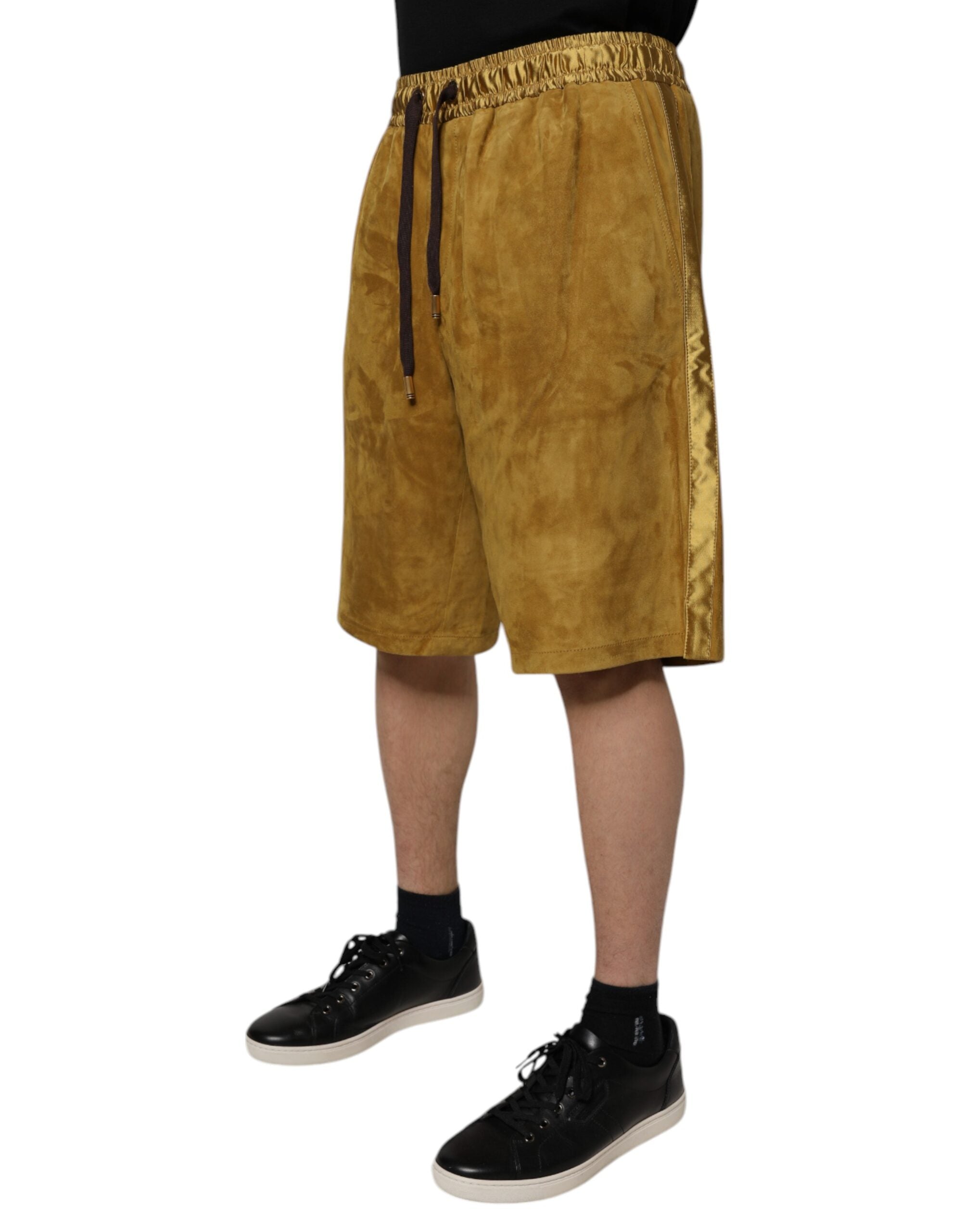Dolce & Gabbana Brown Lambskin Suede Men's Bermuda Shorts