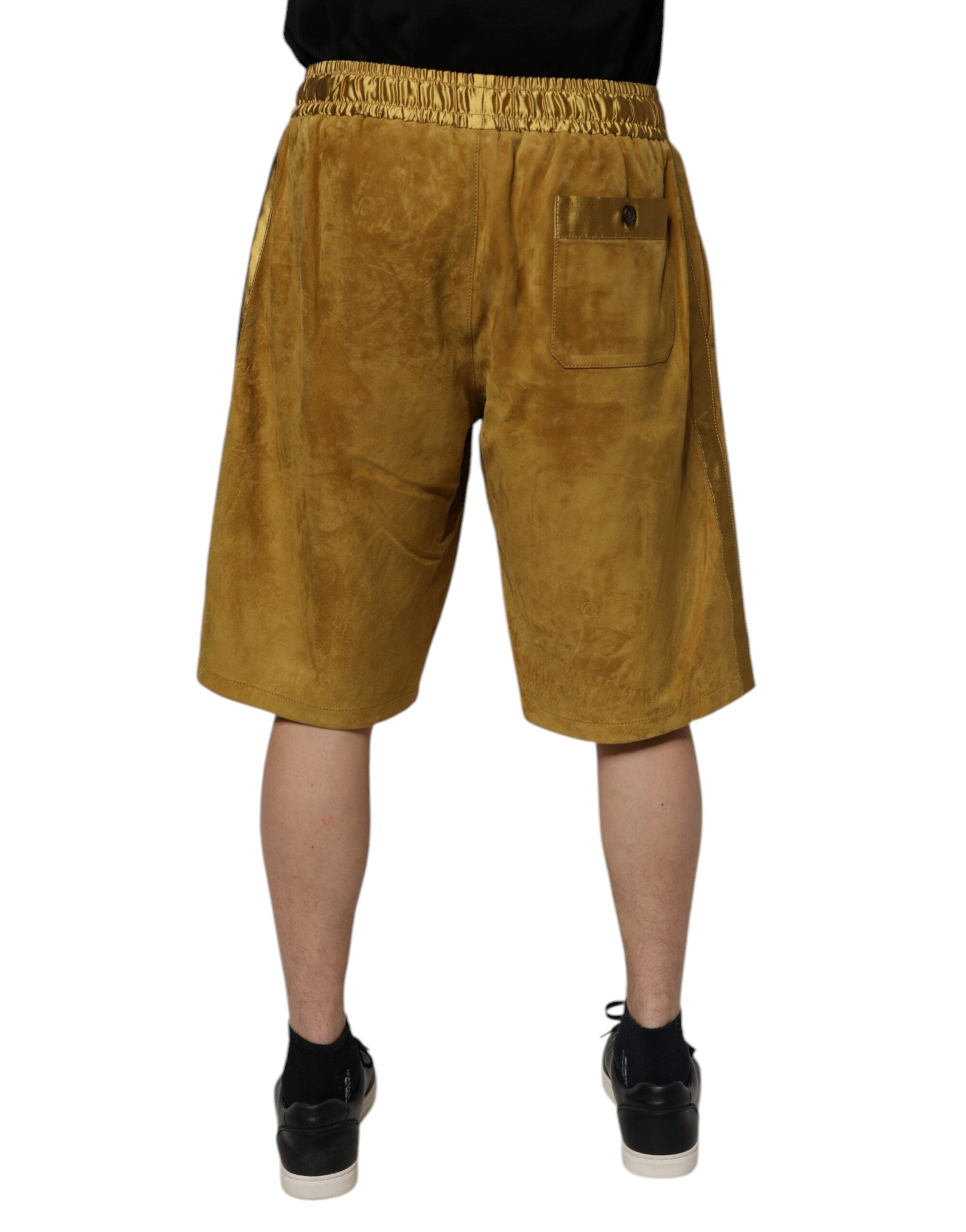 Dolce & Gabbana Brown Lambskin Suede Men's Bermuda Shorts