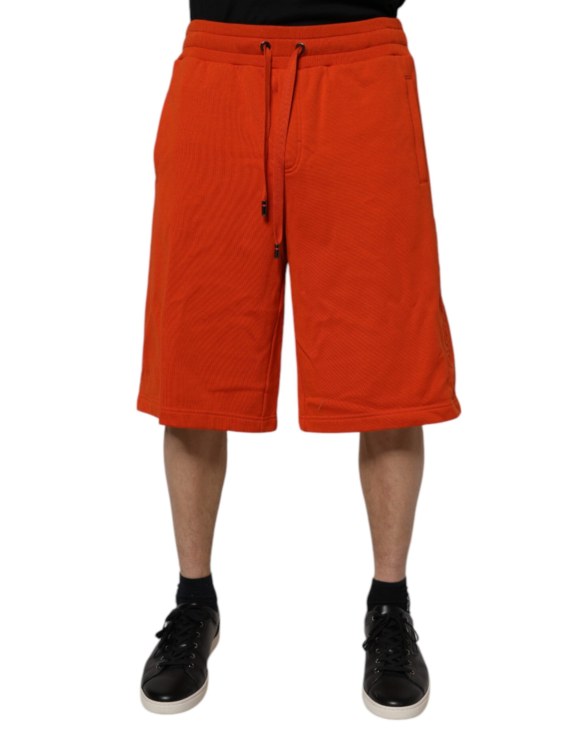 Dolce & Gabbana Men's Red Mid-Rise Cotton Blend Bermuda Shorts