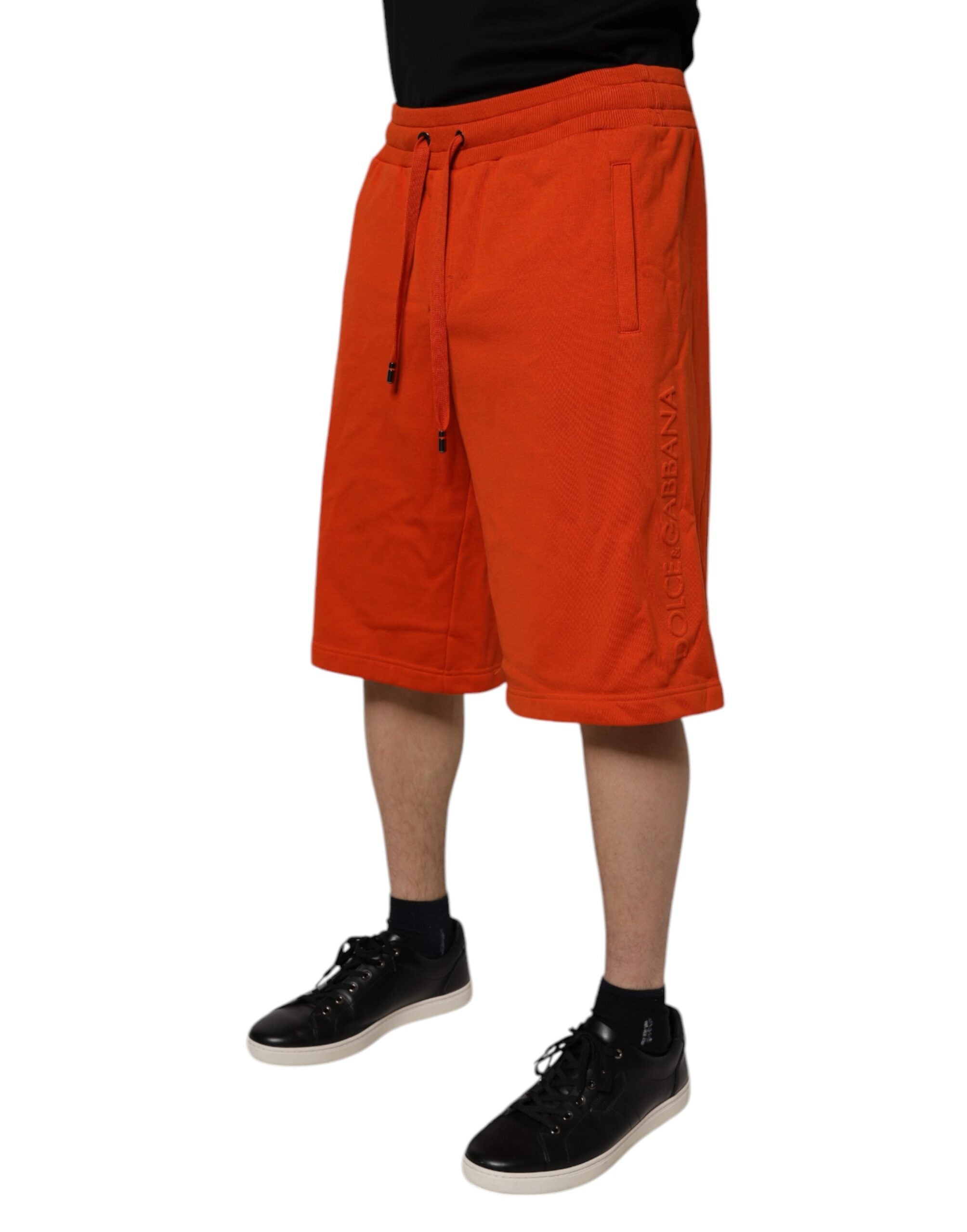 Dolce & Gabbana Men's Red Mid-Rise Cotton Blend Bermuda Shorts