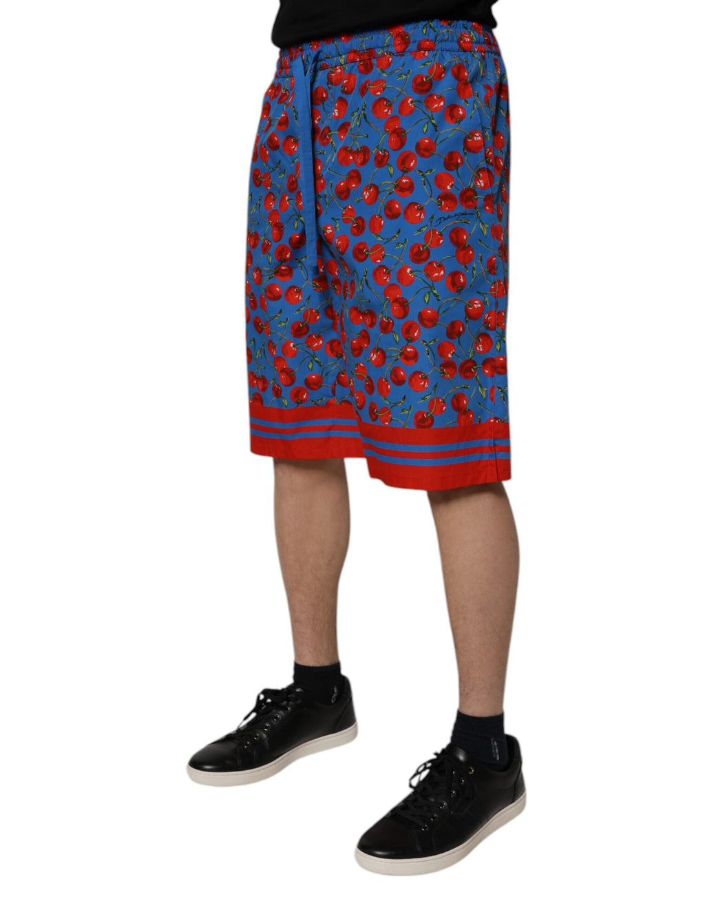 Dolce & Gabbana Blue Cherry Print Cotton Men's Bermuda Shorts