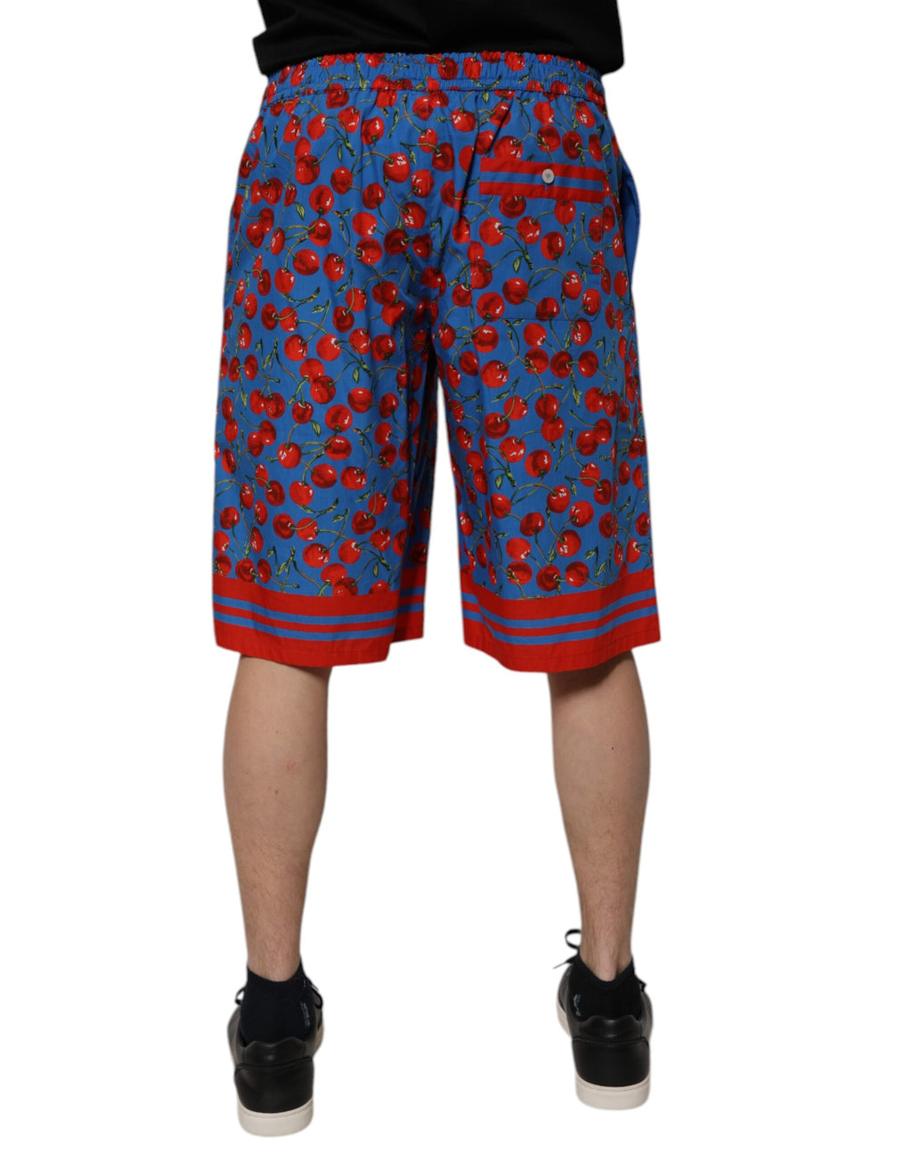 Dolce & Gabbana Blue Cherry Print Cotton Men's Bermuda Shorts