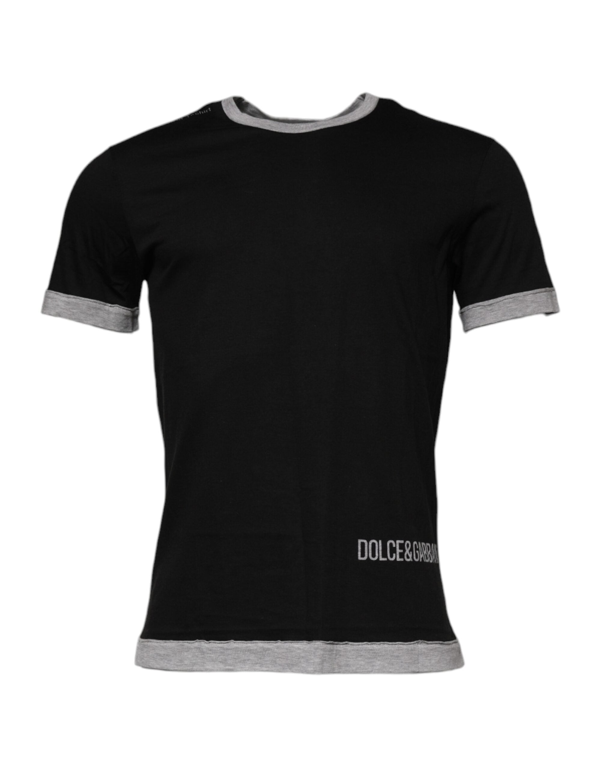 Dolce & Gabbana Black Logo Cotton Crew Neck Men's T-shirt
