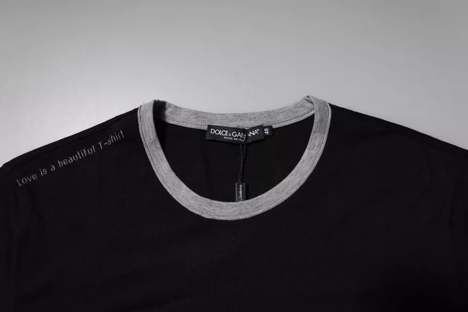 Dolce & Gabbana Black Logo Cotton Crew Neck Men's T-shirt