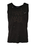 Dolce & Gabbana Schwarzes ärmelloses Tank-T-Shirt mit Rundhalsausschnitt