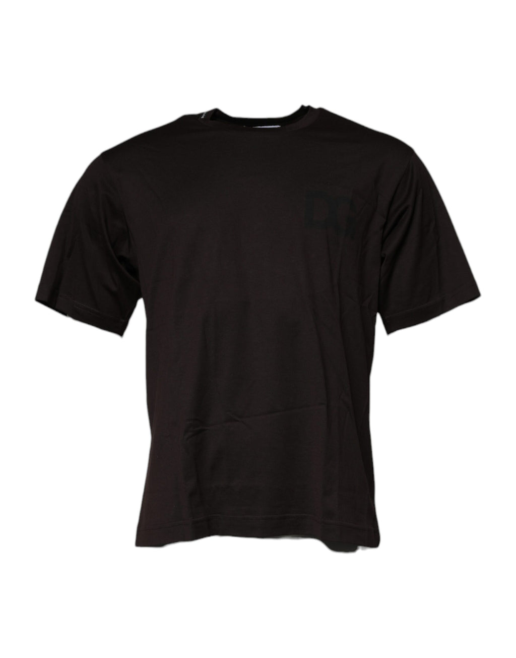 Dolce & Gabbana Dark Brown Cotton Crewneck Logo T-Shirt