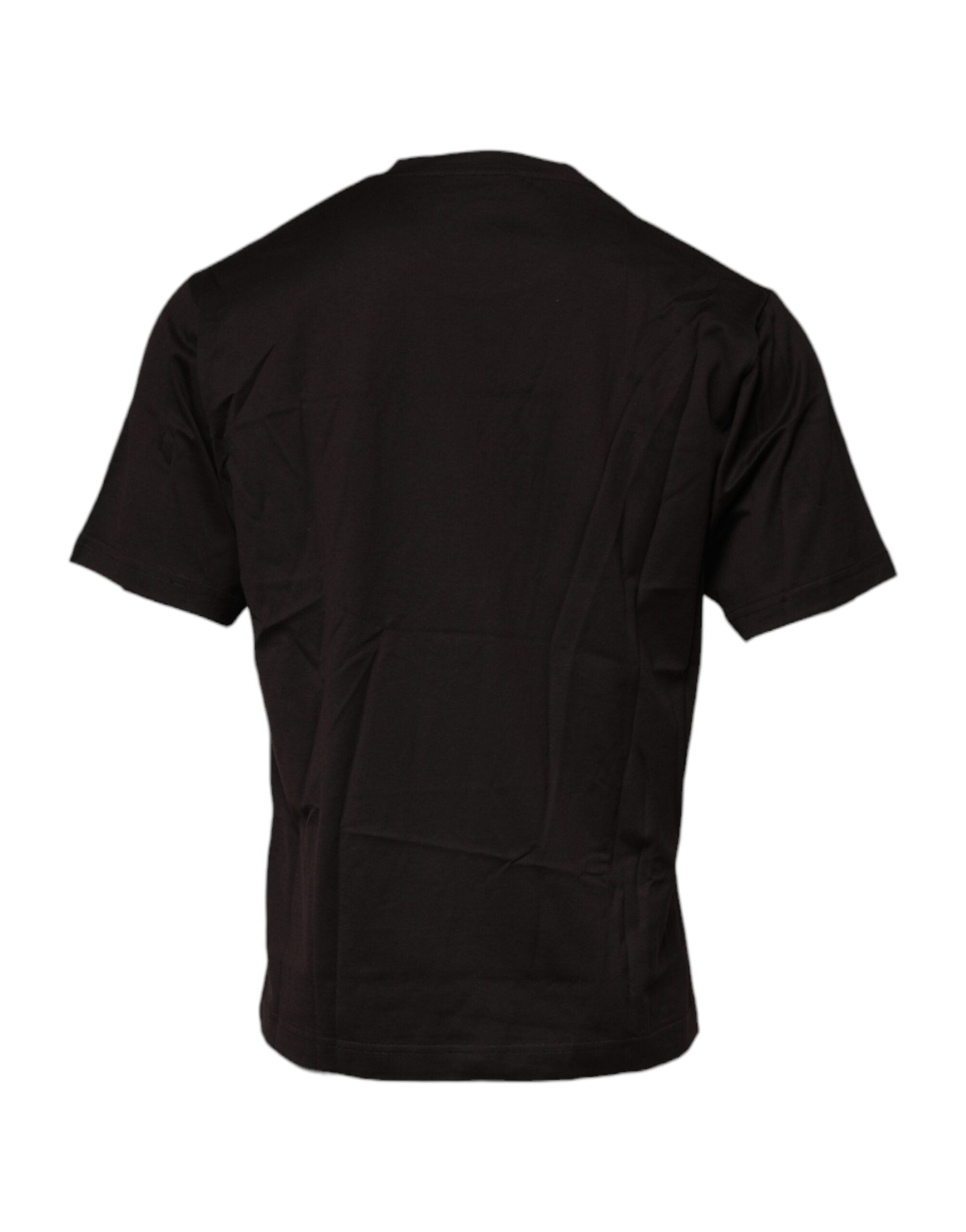 Dolce & Gabbana Dark Brown Cotton Crewneck Logo T-Shirt