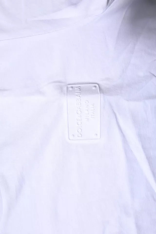 Dolce & Gabbana White Logo Plaque Cotton Crew Neck T-Shirt