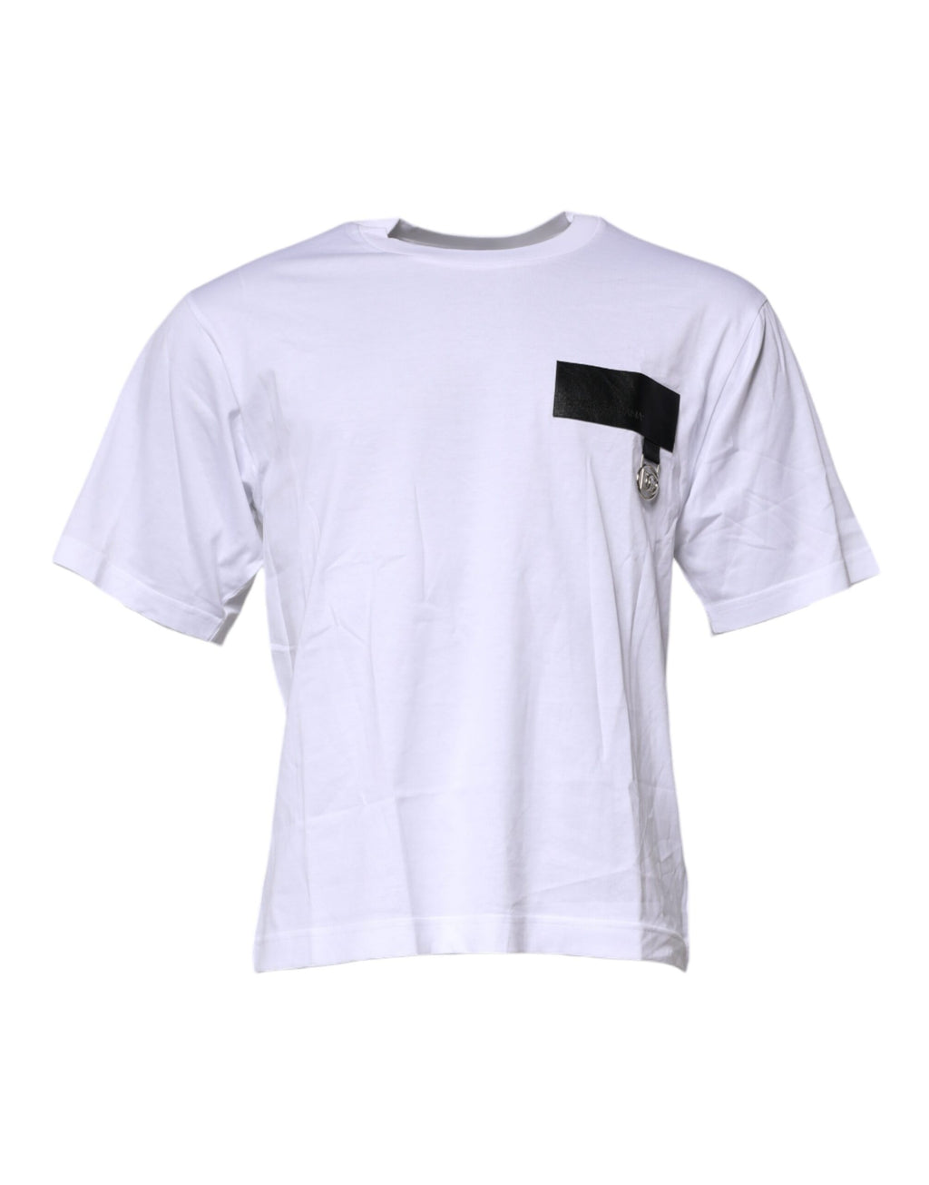 Dolce & Gabbana White Cotton Crew Neck Logo-Patch T-Shirt