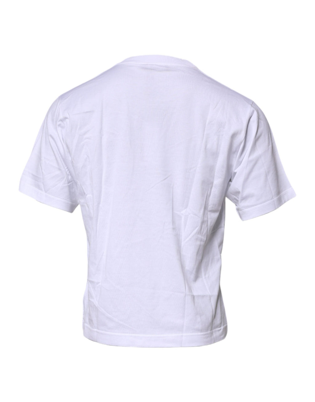 Dolce & Gabbana White Cotton Crew Neck Logo-Patch T-Shirt