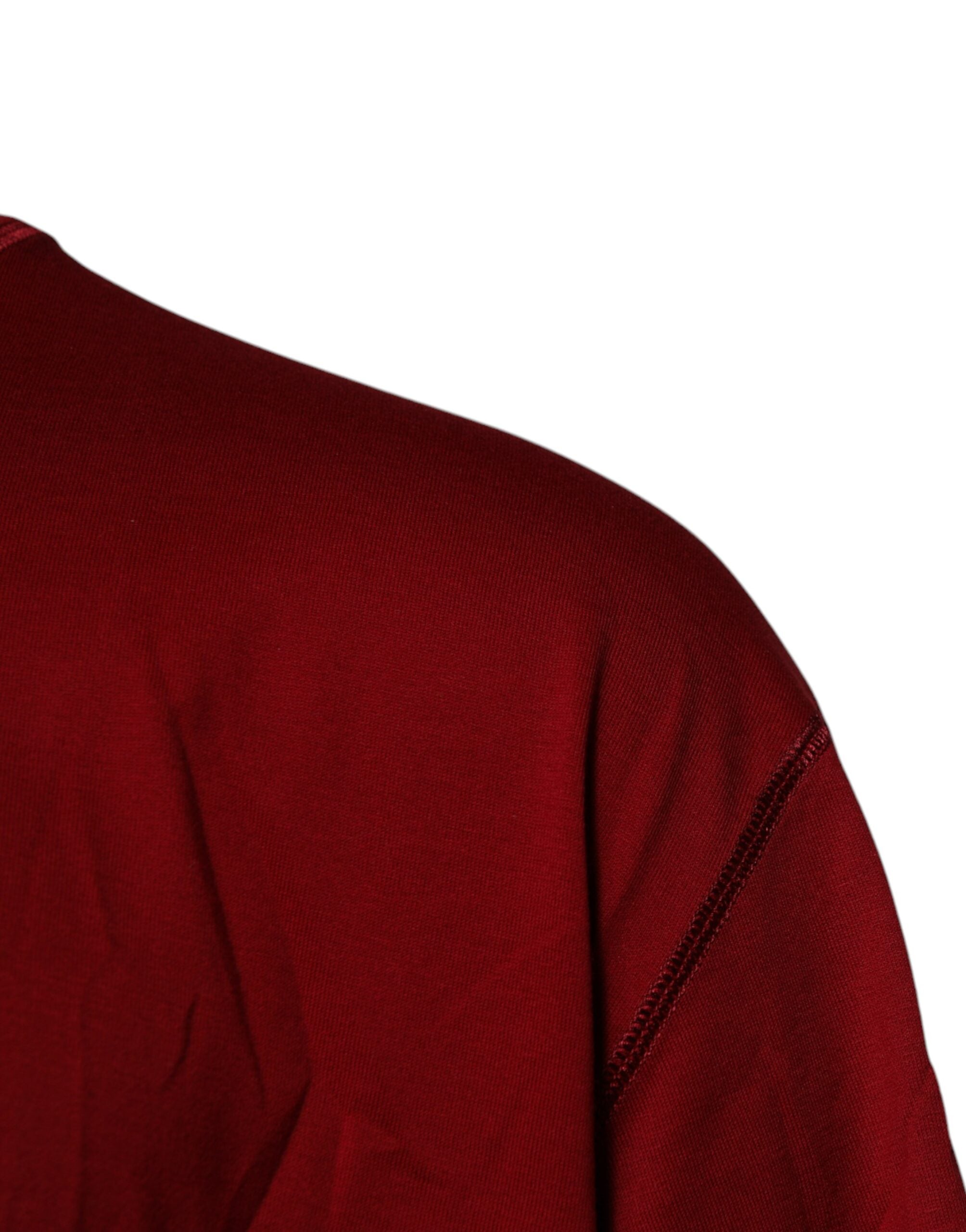 Dolce & Gabbana Red Logo Tape Cotton Crew Neck T-Shirt