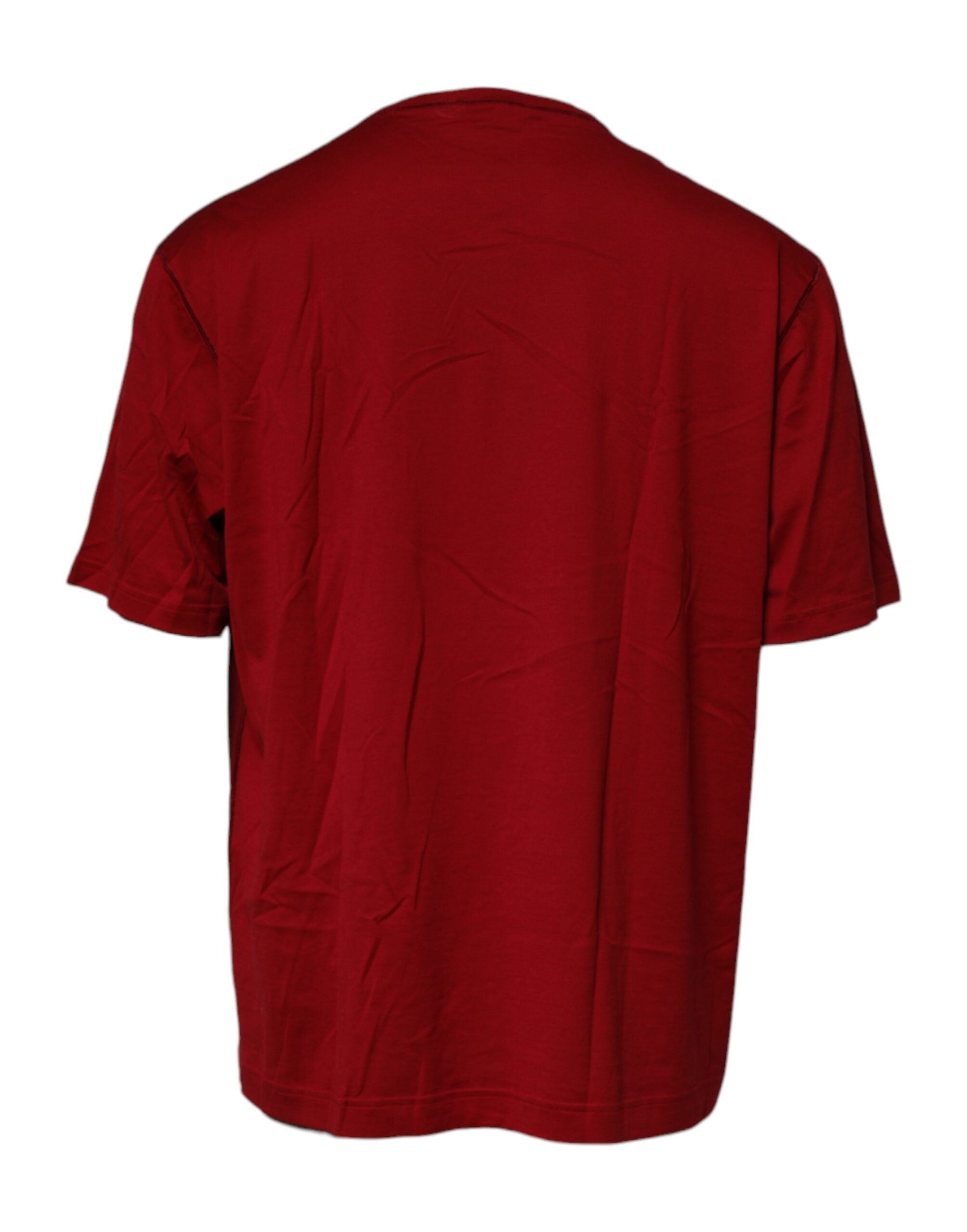 Dolce & Gabbana Red Logo Tape Cotton Crew Neck T-Shirt