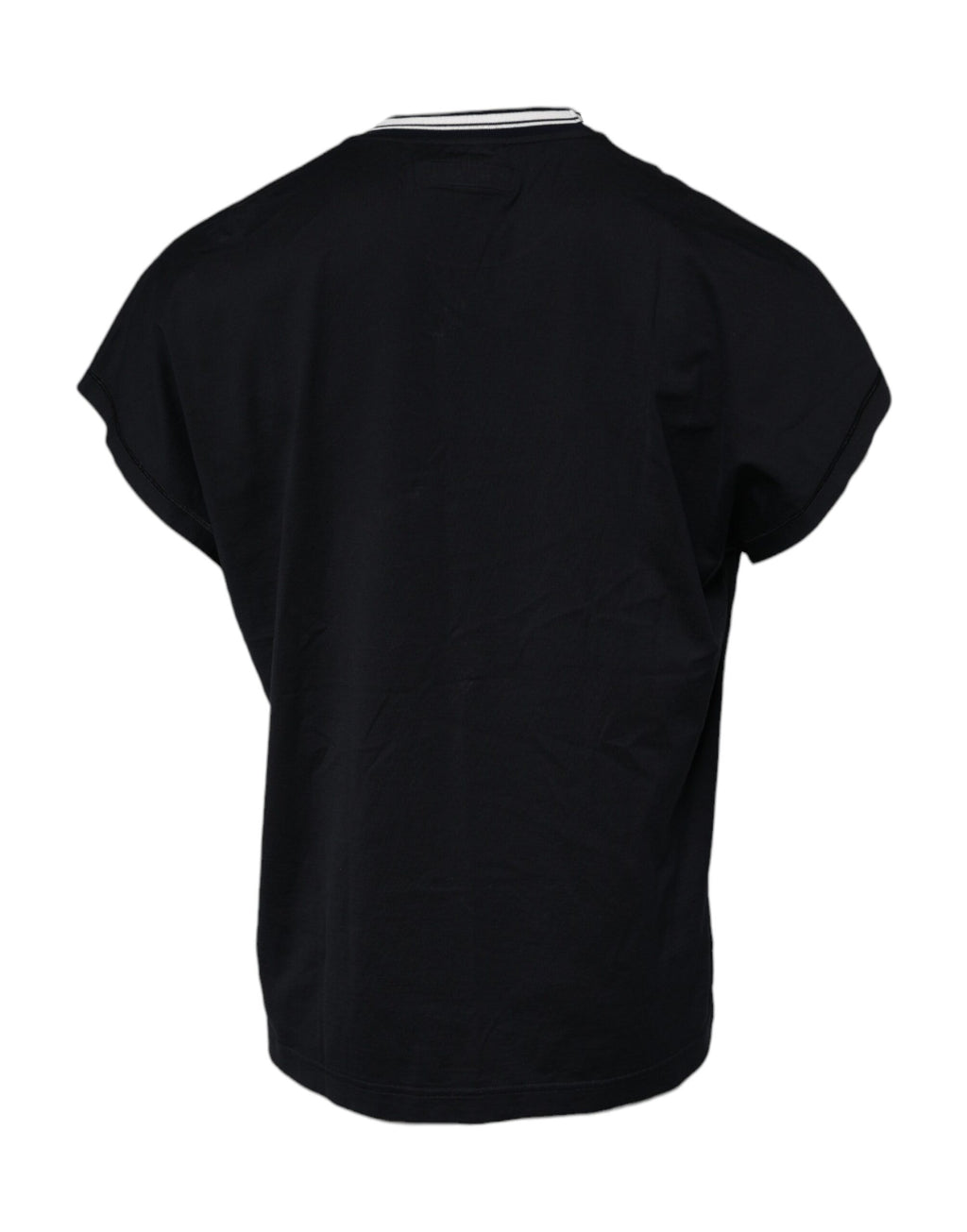 Dolce & Gabbana Navy Blue Logo Crown Cotton Crewneck T-Shirt