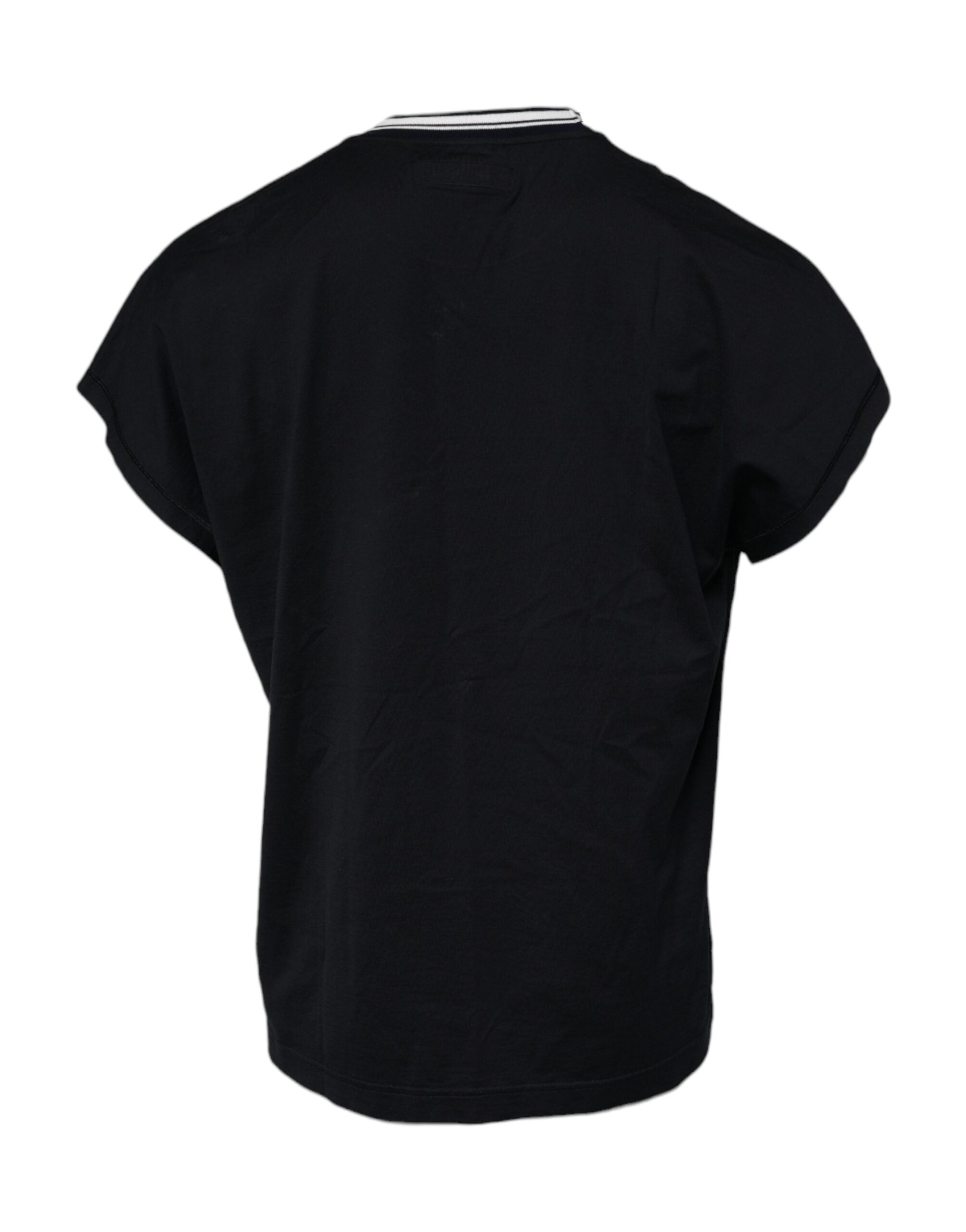 Dolce & Gabbana Navy Blue Logo Crown Cotton Crewneck T-Shirt