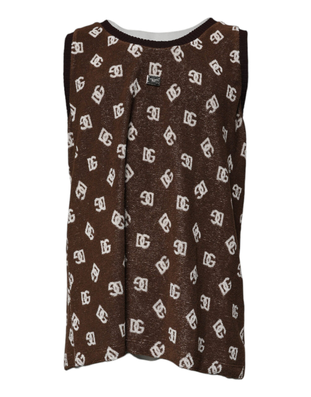 Dolce & Gabbana Brown Cotton Round-Neck Logo Monogram T-Shirt