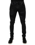 Dolce & Gabbana Men's Black Distressed Cotton Skinny Denim Jeans