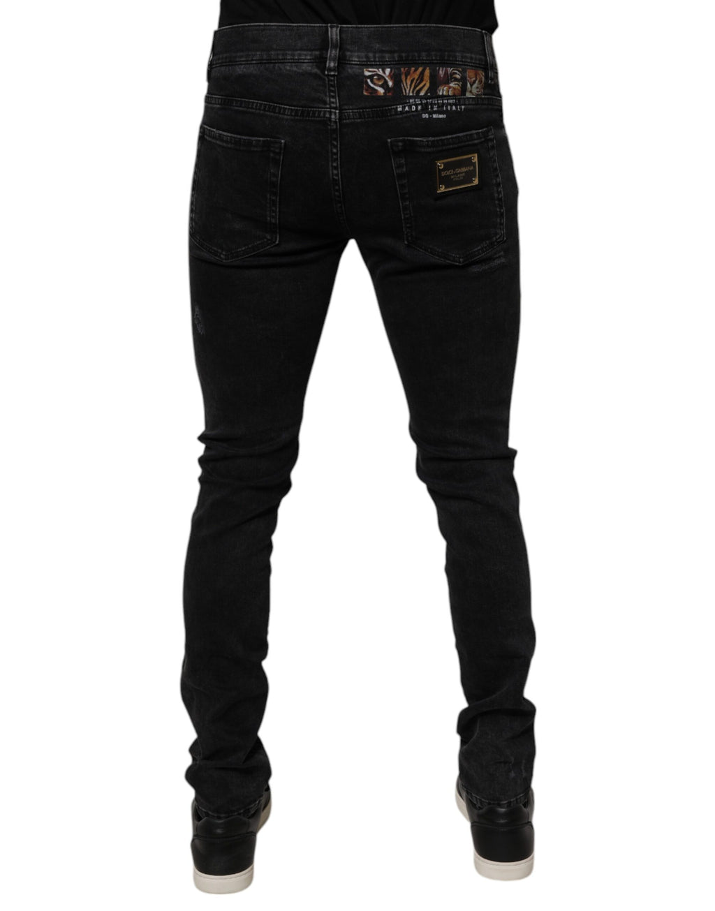 Dolce & Gabbana Men's Black Distressed Cotton Skinny Denim Jeans