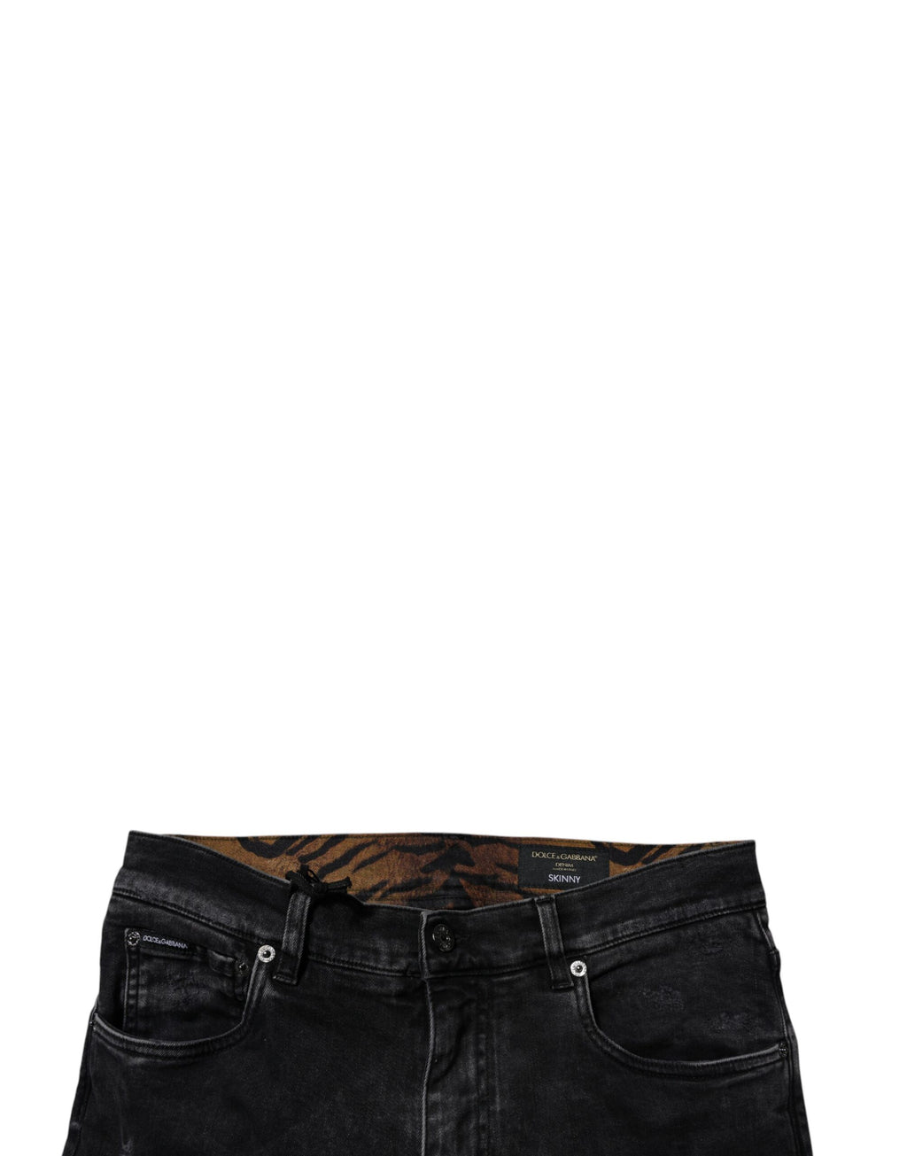 Dolce & Gabbana Men's Black Distressed Cotton Skinny Denim Jeans