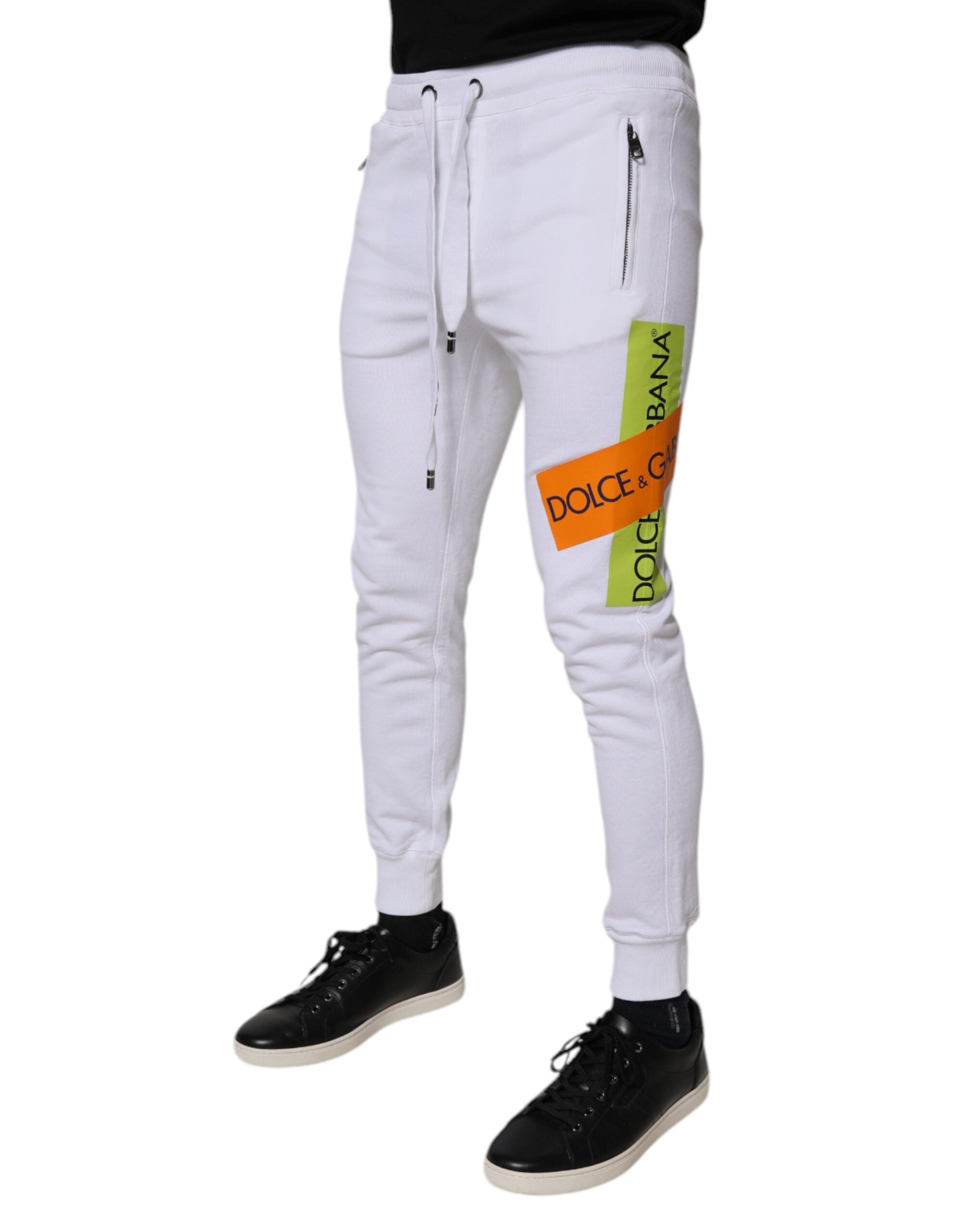 Dolce & Gabbana Weiße Logo-Jogginghose aus Baumwolle