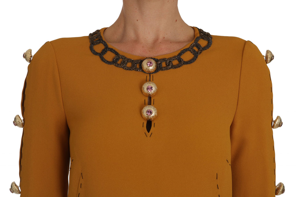 Dolce & Gabbana Brown Crystal-Embellished Mini Dress