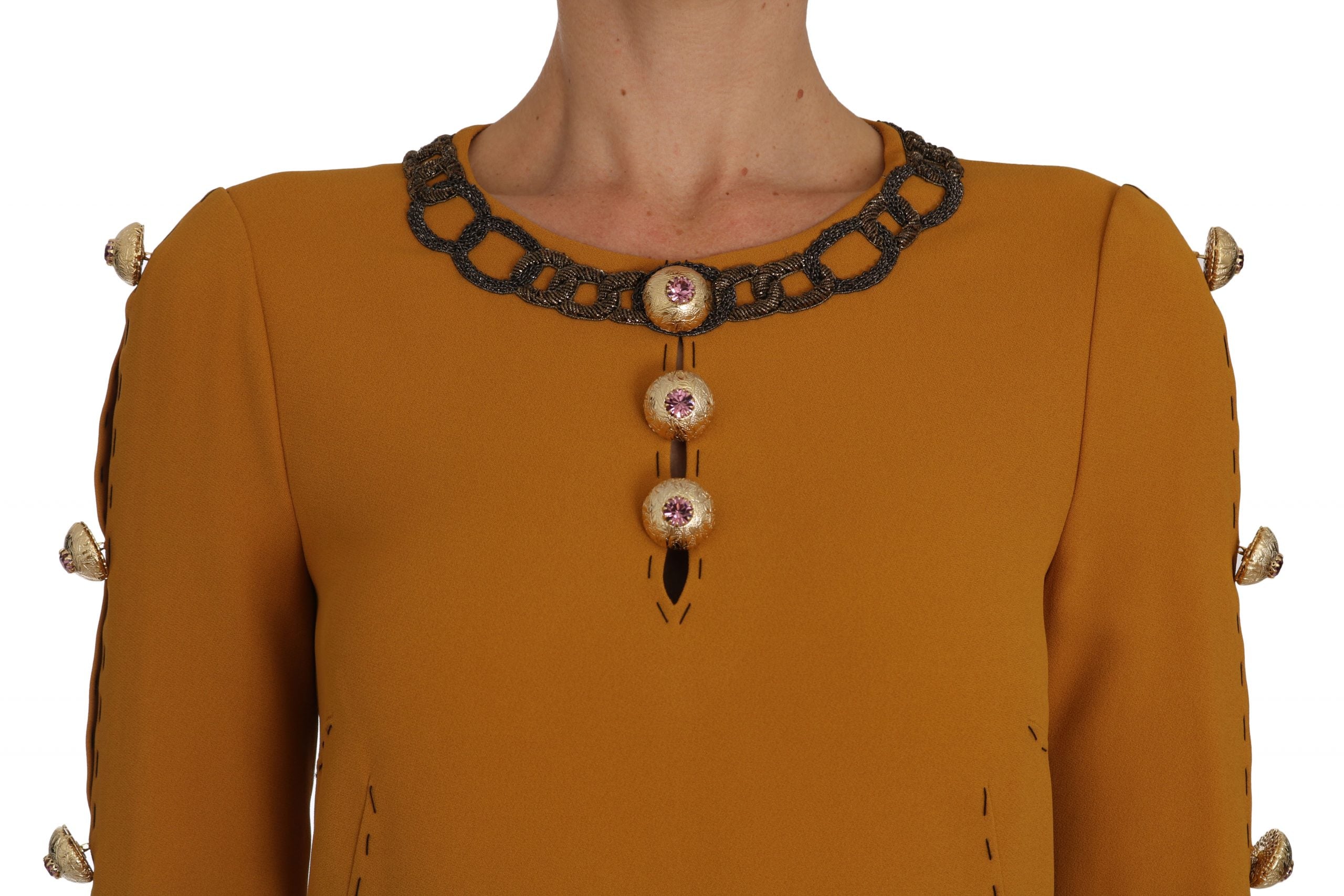 Dolce & Gabbana Brown Crystal-Embellished Mini Dress